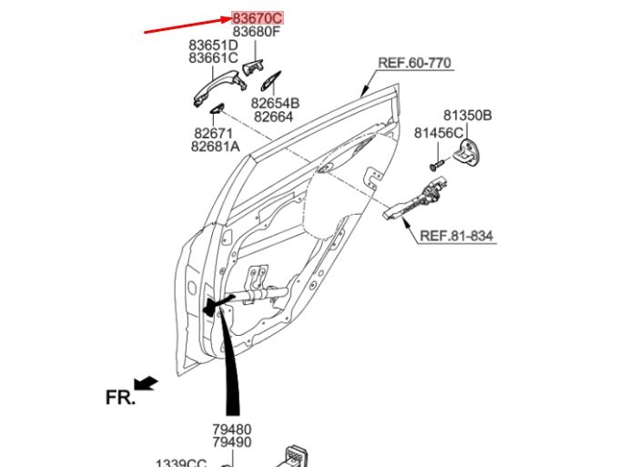 Poignée De Porte Avant Gauche Hyundai Ioniq AE – Neuve, Origine Corée, Réf 82652G2000