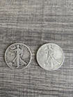 Lot of 2  Walking Liberty Silver Half Dollars 1942 Circulated Ungraded. No Res!!