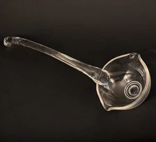 Vtg Hand Blown Clear Glass Punch Bowl 13" Handle & Ladle Right or Left Handed!