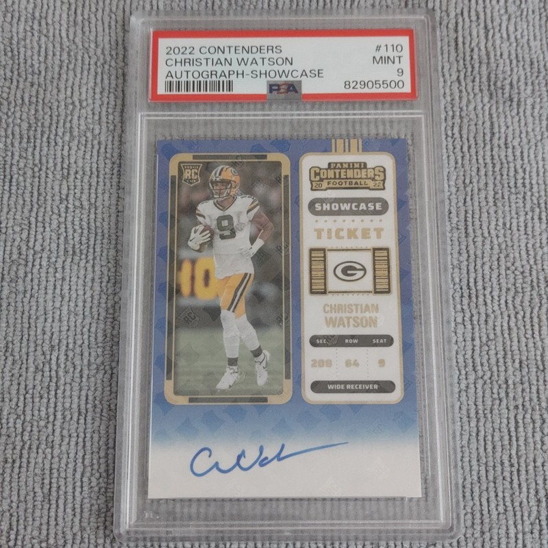Christian Watson 2022 Contenders #110 Autograph Showcase Ticket PSA 9 Mint RC