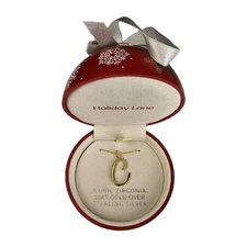 Holiday Lane Cubic Zirconia 18KT 'C' Initial Pendant Necklace in Sterling Silver