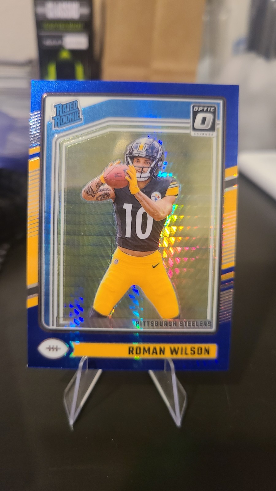 2024 Panini Donruss Optic - Rated Rookie Roman Wilson #285 Blue Hyper Prizm (RC)