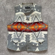 Vtg Pendleton Aztec Tribal Navajo Chief Joseph Wool Western Vest 38 40 Medium