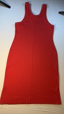 Everlane Dress Women Sz Med Red Sleeveless Ribbed Tank Maxi Stretch Minimalist