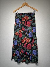 vintage 90s cottagecore y2k black floral soft maxi festival skirt