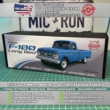 1/25 1966 Ford F-100 Long Bed Truck Model Kit with Engine, Clear Parts & Tires