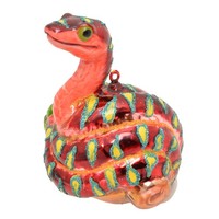 Krebs Glas Lauscha Schlange - Christbaumschmuck Aus Glas - In Orange - Ca. 9 Cm