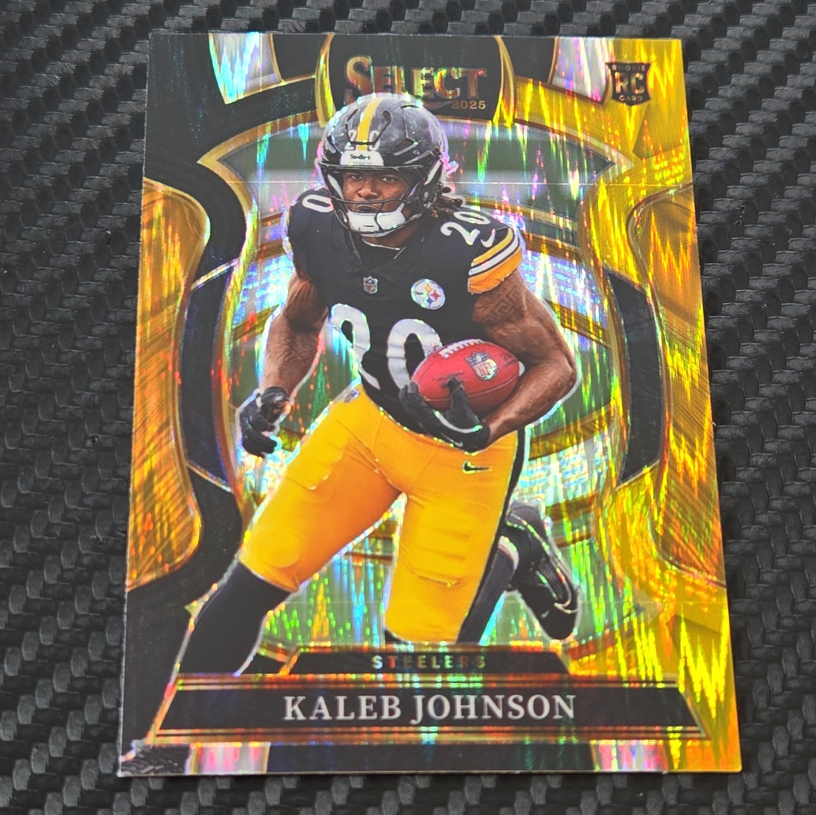 2025 Select Kaleb Johnson Concourse Level #52 Black & Gold Shock Prizm Rookie RC