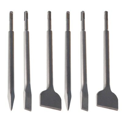 6-Pack Concrete Drill Bit Set Includes Point Chisel + 20mm & 40mm Flat Chisel