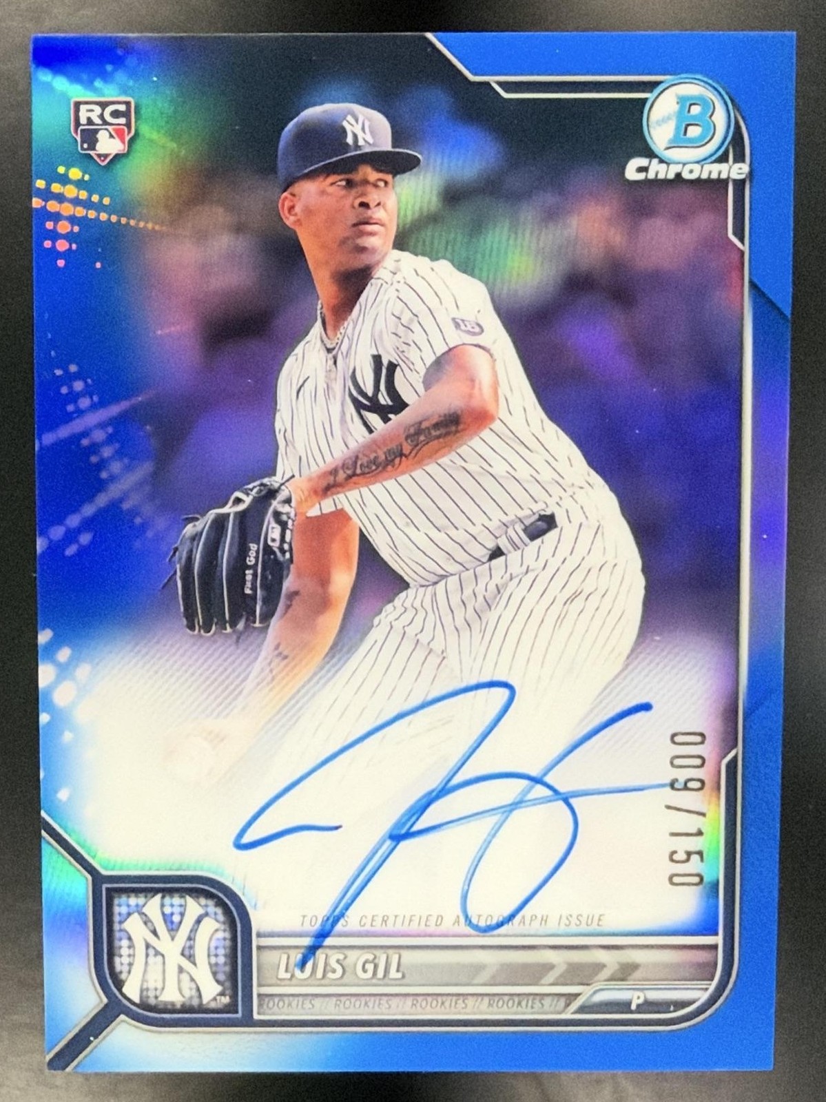 Luis Gil 2022 Bowman Chrome Baseball Rookie Auto Blue Refractor /150