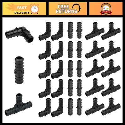 30 Pack 1/2'' Poly PPSU Barb Crimp PEX Fittings Combo - Tees, Elbows, Couplings