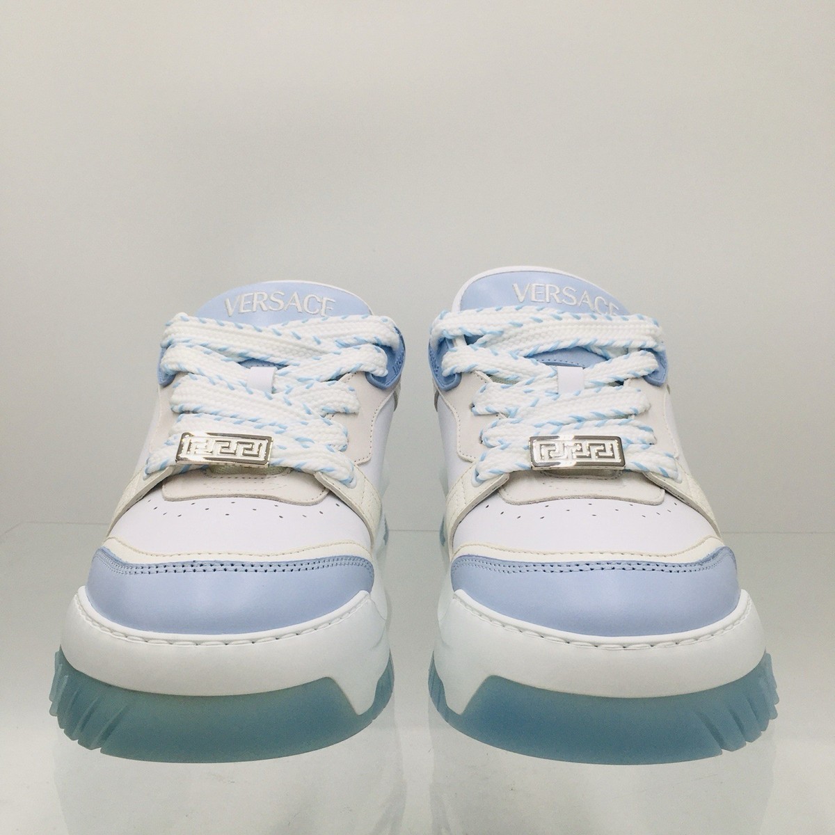 $999 NIB Versace Odissea Blue Leather Low Top Sneaker Shoes Size US 13 Euro 46 D Versace Odissea Leather Low Top Sneakers Men 46 White/Light  main image 2