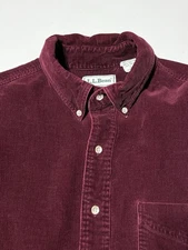 Vintage LL Bean CORDUROY Shirt Mens Large Tall Button Down Maroon