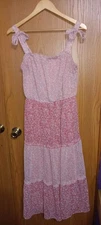 Sincerly Jules Maxi Sundress Womens Size Large Sleeveless Pink Floral Bows Flowy