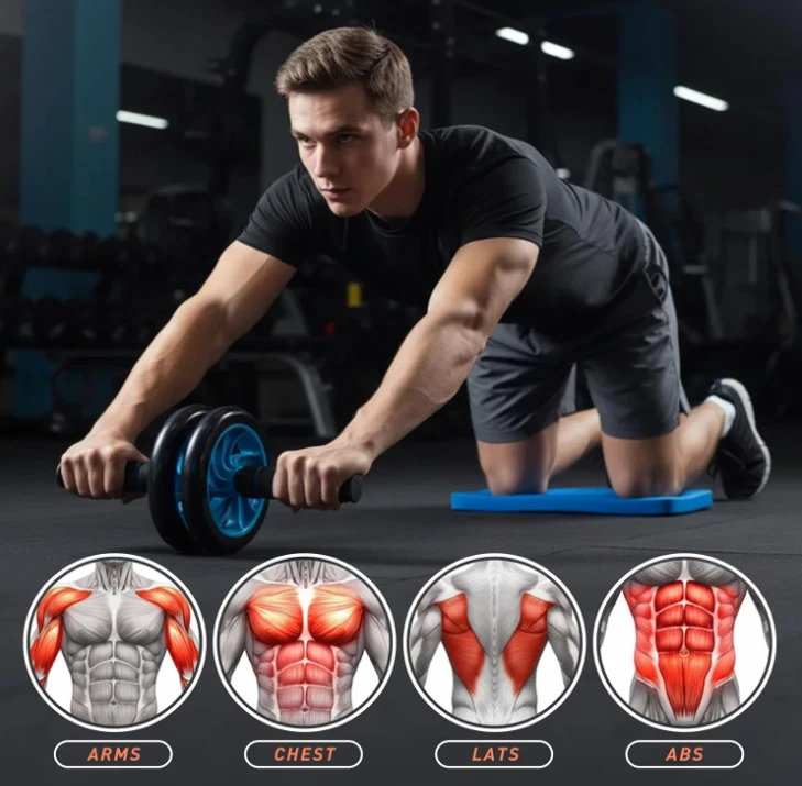 Kit rueda AB con barras, esterilla, cuerda y hand grip para entrenamiento, Nuevo Foto 2 de 4