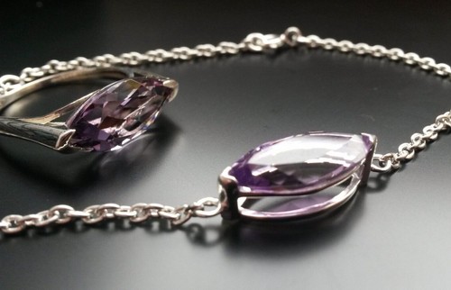 Amethyst Edelstein 925 Sterling Silber Handarbeit