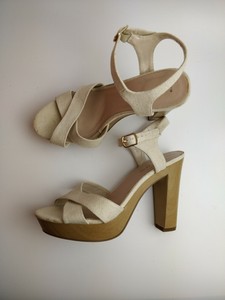cream heels with ankle strap