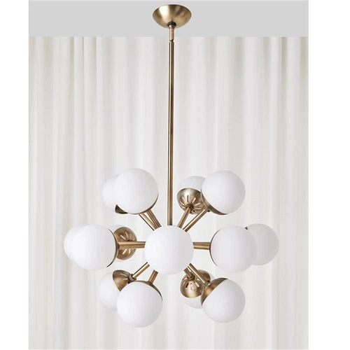 Uttermost Droplet 16-Light Metal Steel & Glass Sputnik Chandelier in Brass/White - Picture 5 of 6