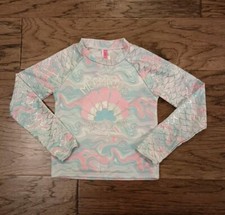 BETSEY JOHNSON Girls Size 12 Rash Guard Swim Suit Top Mermaids Have More Fun