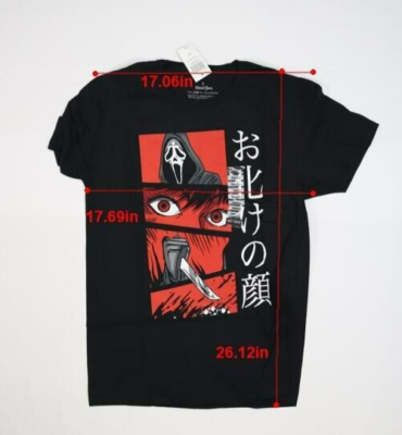 Ghostface Manga Red Panel Tee Black Graphic T-Shirt Anime Short