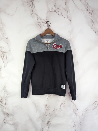 Roots Canada Sweatshirt Womens XS Gray Black Cotton Quarter Zip Embroidered