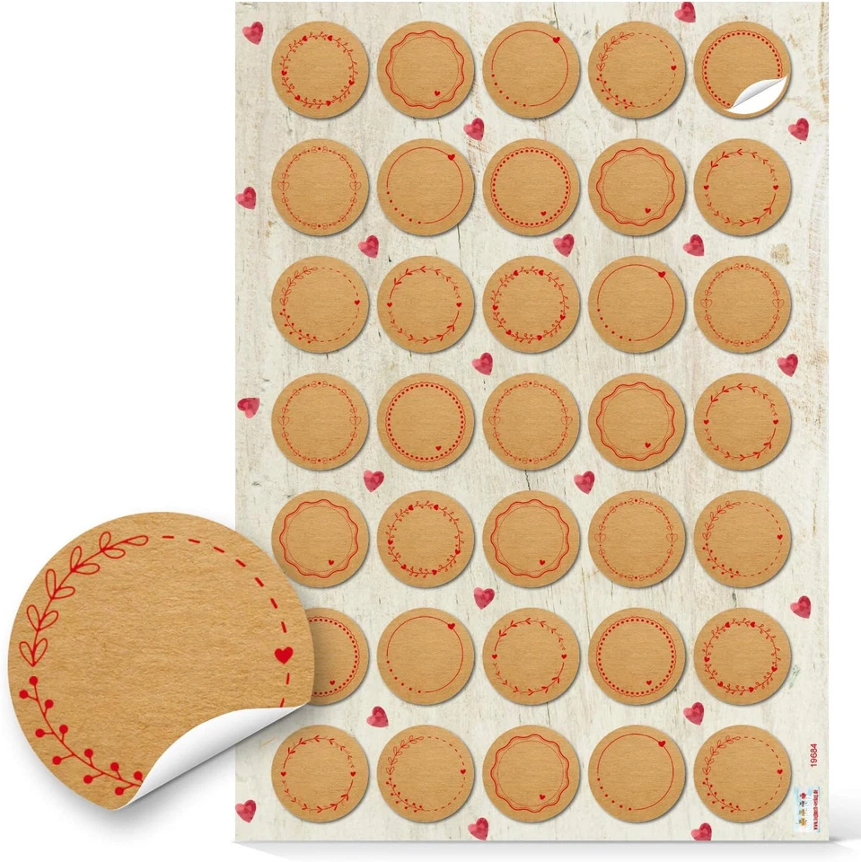 105 kleine blanko Aufkleber rund 3 cm Marmeladen Gläser Flaschen Kraftpapier Eti - Bild 3 von 4