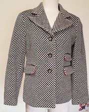 Kenar Brown Square Print Long Sleeve Wool Three Pocketed Jacket Size 6