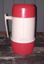Red Vintage Thermos 1 Pint Wide Mouth Locking Made In USA