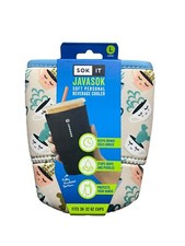 JavaSok Cold Cup Sleeve Botanical Teacups - Soft Personal Beverage Cooler -Large