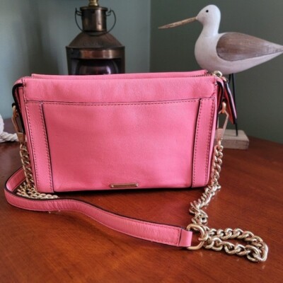 Rebecca Minkoff Pink Leather Turnlock Crossbody Shoulder Bag 2-Way Purse