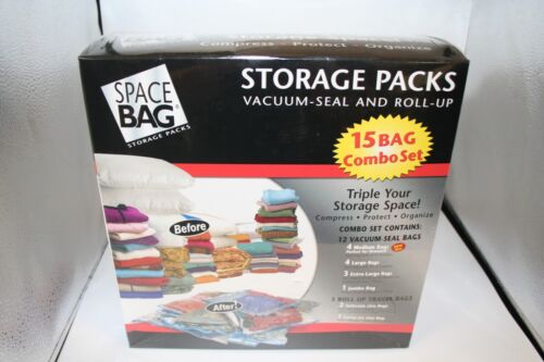 Space Bag Storage Pack 15 bag combo pack  vacuum seal and Roll up New sealed - Picture 1 of 12