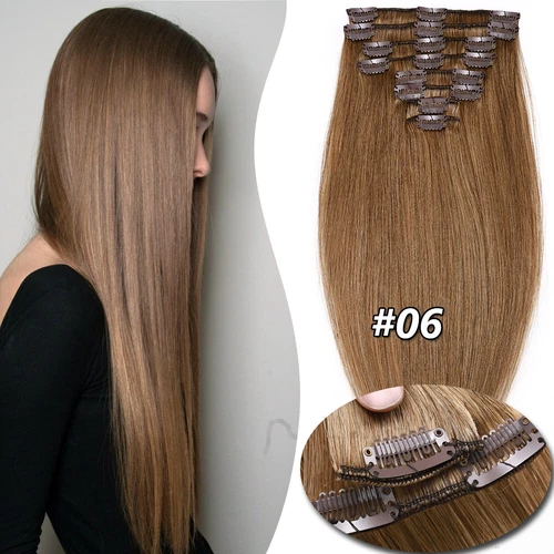 100% Echthaar Clip In Remy Haarverlangerung Extensions Glatt 8 Tressen Dick Lang - Bild 7 von 37