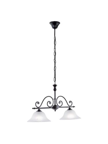 Barbell Chandelier A 2 Lights Wrought Iron Black Classic Collection GL1564