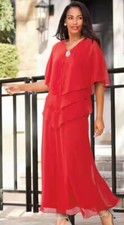 Size M Ashro Red Spring Layered Formal Church Wedding Party Thara Skirt Suit Set
