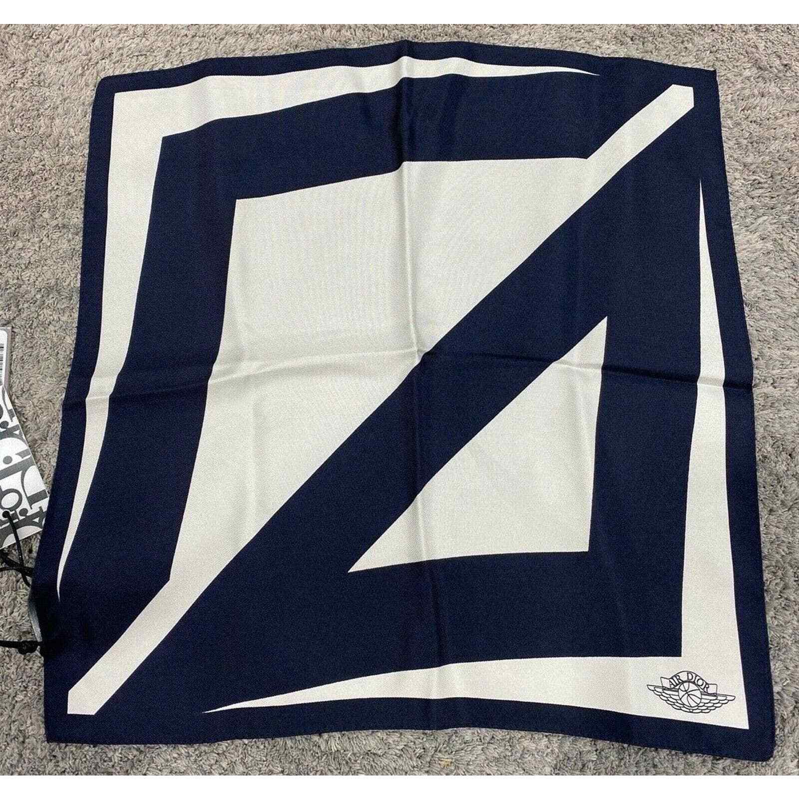 Air Dior Jordaan Basketball White Blue Silk Bandana Pocket Square Handkerchief image 2