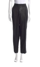 Gucci Authentic Solid Black Shine Fabric High Rise Straight Leg Pants 44 8 Med