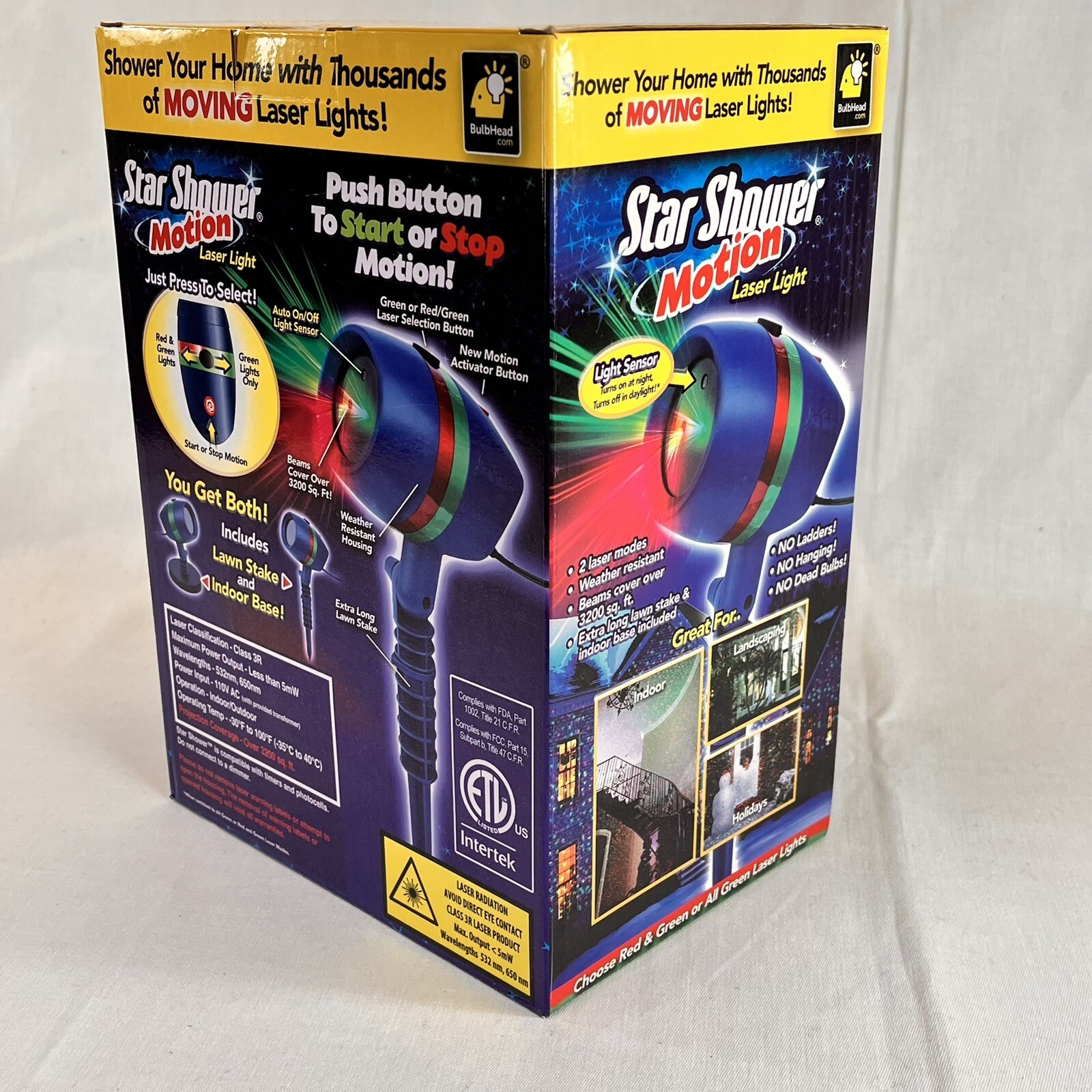 Star Shower Motion Moving Laser Light Show BulbHead Green Red Indoor