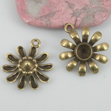 32pcs antiqued bronze tone flower design charms EF0559