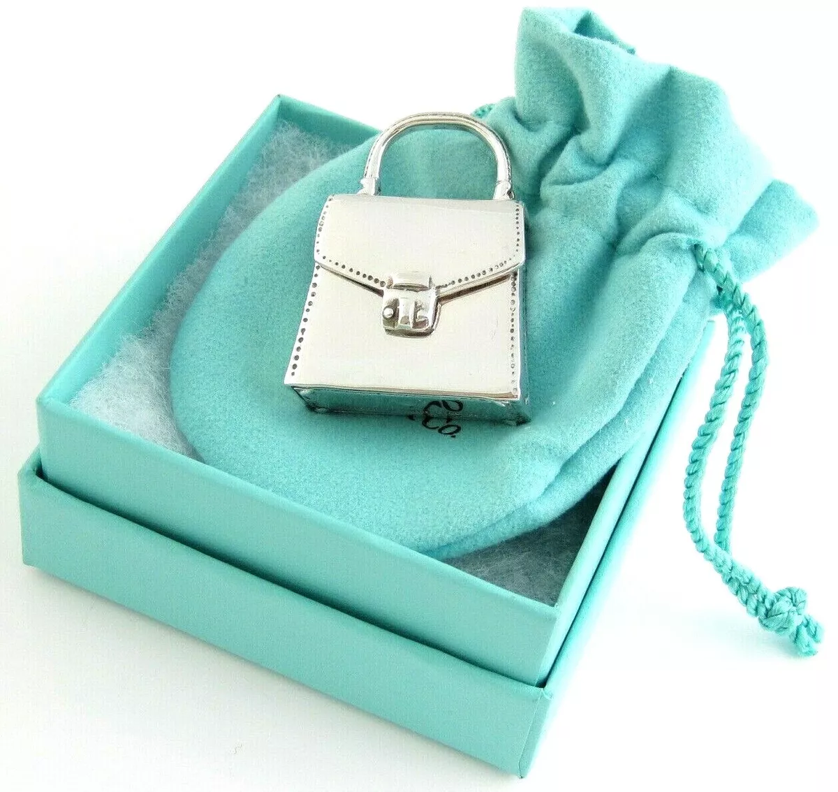 Tiffany & Co RARE Silver Purse Handbag Pill Box Case Container Pendant!