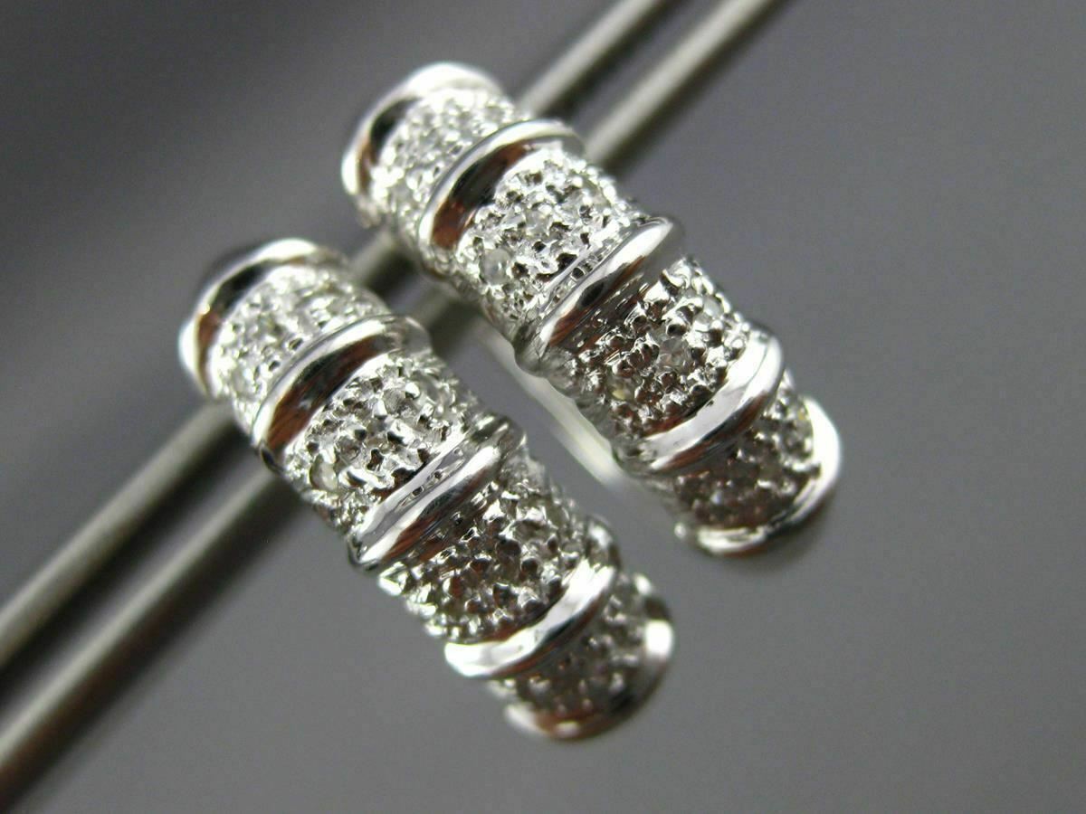 FILA ESTATE WIDE .26CT DIAMOND 14KT WHITE G 3D MULTI ROW HUGGIE EARRINGS #25900