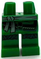 Lego New Green Minifig Legs w/ Light Bluish Gray Sash Dark Green Knee Wrapping