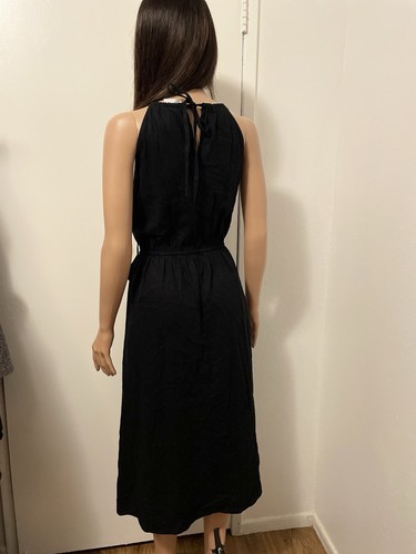 Damen Neckholder A-Linie Leinen Kleid - Ava & Viv Schwarz XXL - Bild 5 von 6