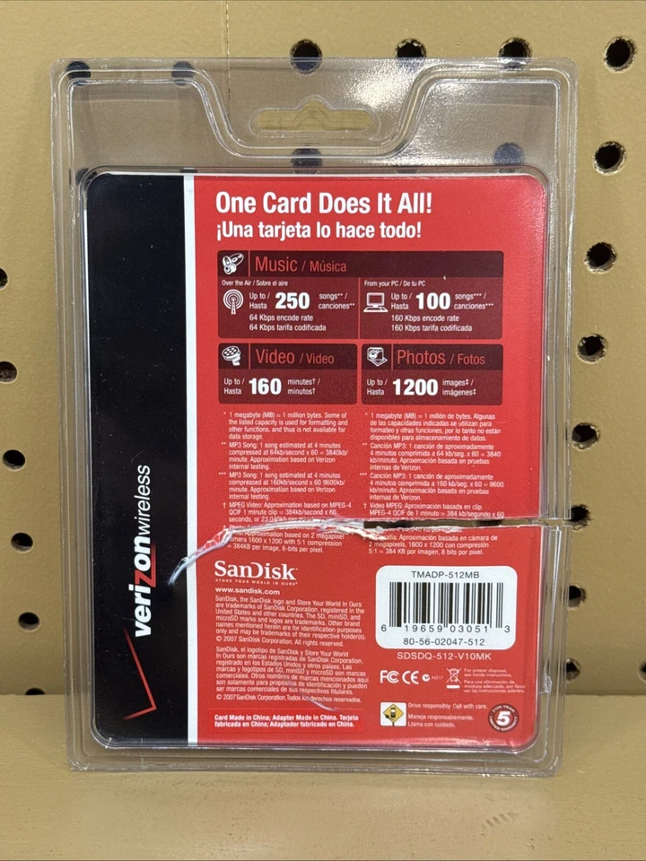 VERIZON SanDisk 512 MB Memory Card 3 in 1 With Adapters SD Micro SD Read Desc - Image 3 of 3