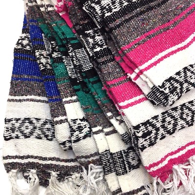 Genuine Falsa Mexican Blanket Hand Woven Serape Throw Yoga Mat Made in Mexico 