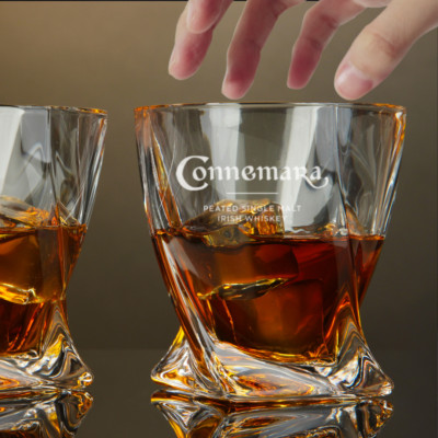Custom Engraved Connemara Whiskey Glass   10 oz Twisted Rocks Glass
