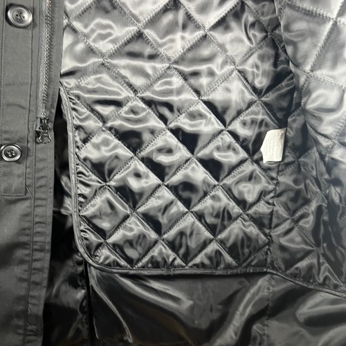 Cintas Mens Trench Coat 40 Black Quilted Lined Pockets Long Sleeve Collared - Picture 7 of 13