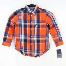 Chaps Dress Shirt Button Down Collar Easy Care Boys Size 4 / 4T Multicolor Plaid