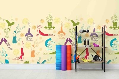 3D Yoga Stand Upside Down Selbstklebende Abnehmbare Tapete Wandbild 1267