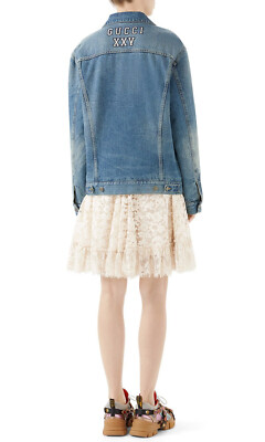 GUCCI XXV-25 NY YANKEES 502750 Denim Jacket Marble Stone Quilt