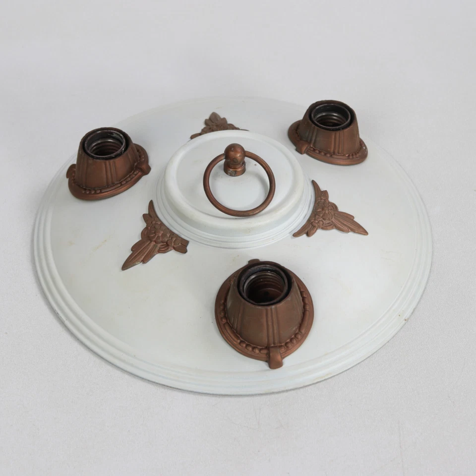 Vintage Art Deco 3-Light 12" Diameter Iron Flush Mount - Image 1 of 4